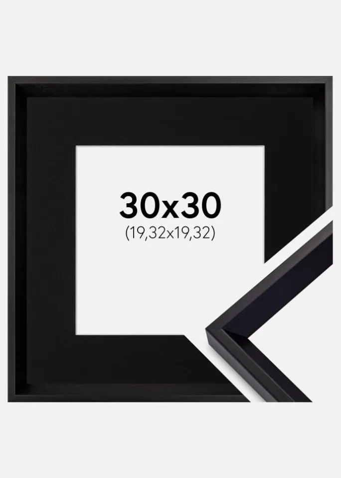 Ramme Globe Sort 30x30 cm - Passepartout Sort 8x8 inches