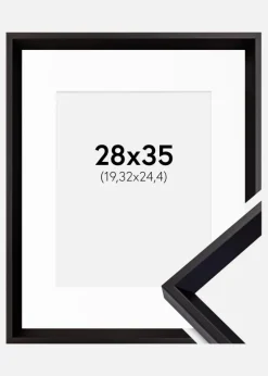 Ramme Globe Sort 28x35 cm - Passepartout Hvid 8x10 inches