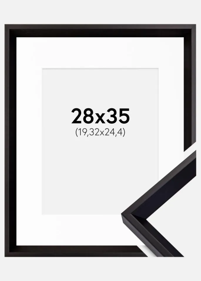 Ramme Globe Sort 28x35 cm - Passepartout Hvid 8x10 inches