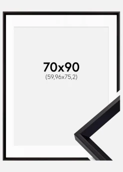 Ramme Globe Sort 70x90 cm - Passepartout Hvid 24x30 inches