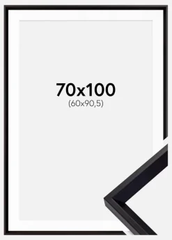 Ramme Globe Sort 70x100 cm - Passepartout Hvid 61x91,5 cm