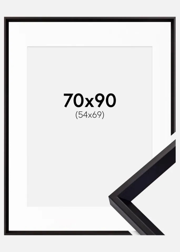 Ramme Globe Sort 70x90 cm - Passepartout Hvid 55x70 cm