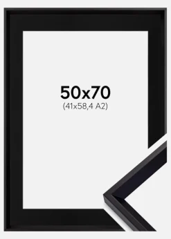 Ramme Globe Sort 50x70 cm - Passepartout Sort 42x59,4 cm (A2)