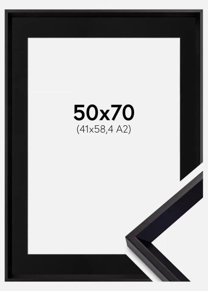 Ramme Globe Sort 50x70 cm - Passepartout Sort 42x59,4 cm (A2)