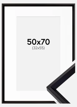 Ramme Globe Sort 50x70 cm - Passepartout Hvid 33x56 cm