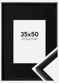 Ramme Globe Sort 35x50 cm - Passepartout Sort 9x12 inches