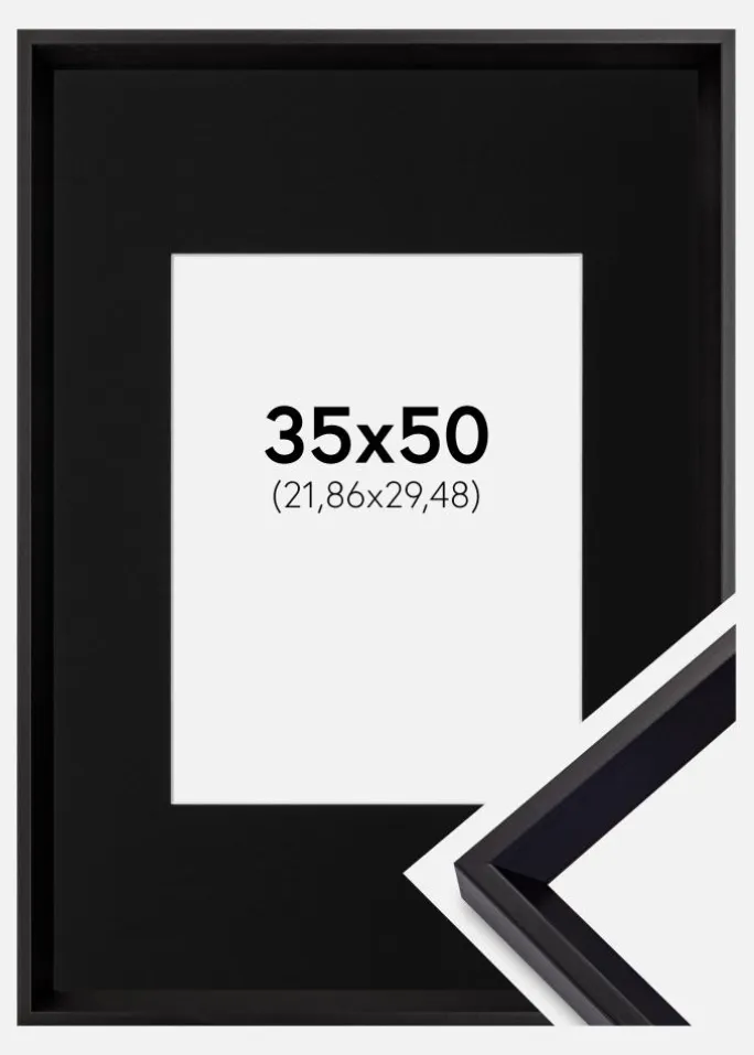 Ramme Globe Sort 35x50 cm - Passepartout Sort 9x12 inches