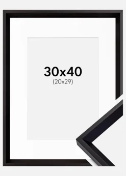 Ramme Globe Sort 30x40 cm - Passepartout Hvid 21x30 cm
