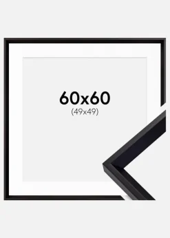 Ramme Globe Sort 60x60 cm - Passepartout Hvid 50x50 cm