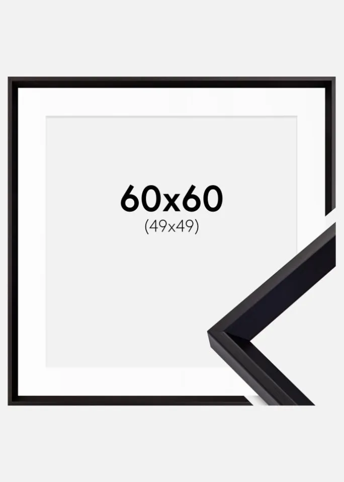 Ramme Globe Sort 60x60 cm - Passepartout Hvid 50x50 cm