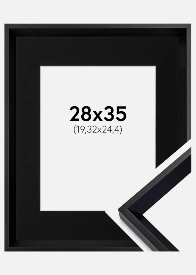 Ramme Globe Sort 28x35 cm - Passepartout Sort 8x10 inches