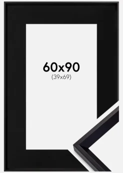 Ramme Globe Sort 60x90 cm - Passepartout Sort 40x70 cm