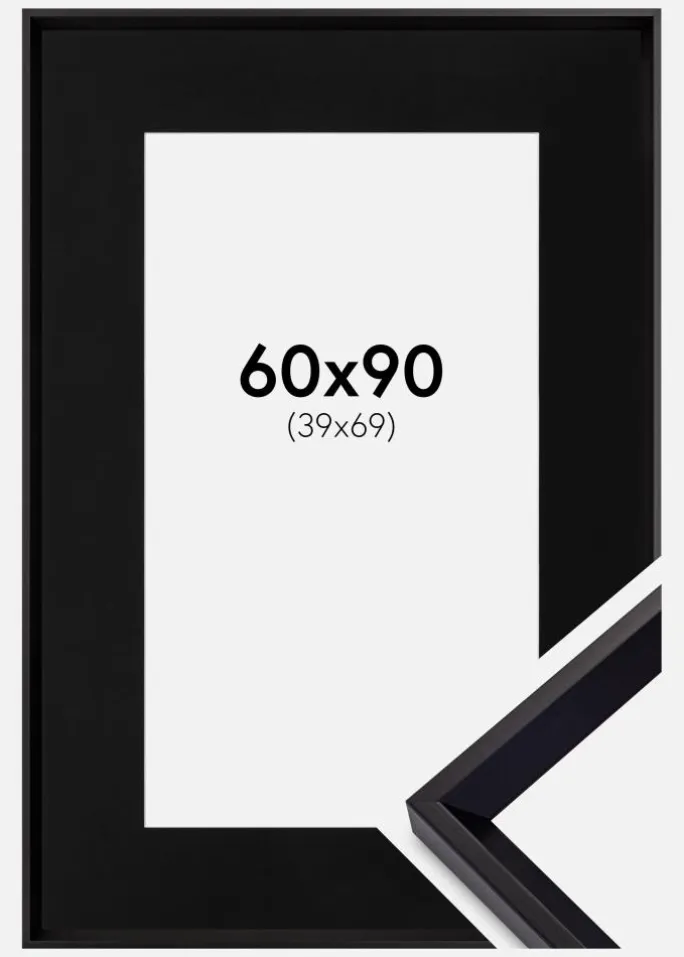 Ramme Globe Sort 60x90 cm - Passepartout Sort 40x70 cm
