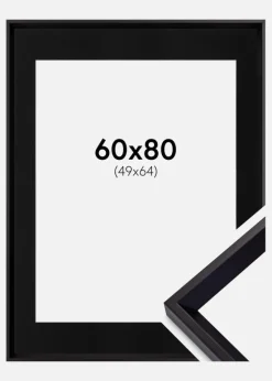 Ramme Globe Sort 60x80 cm - Passepartout Sort 50x65 cm