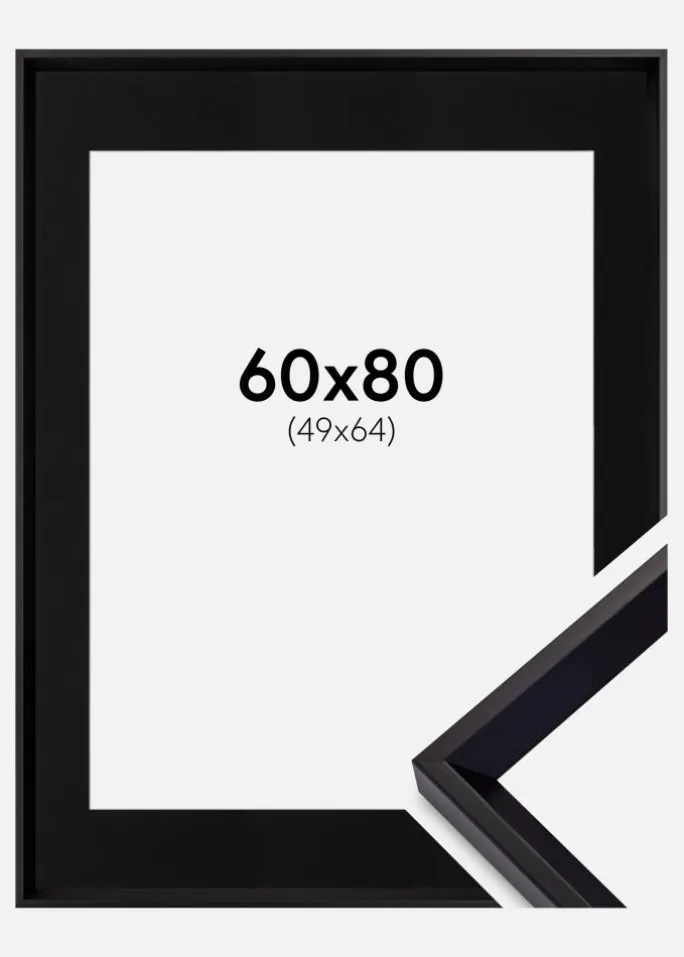 Ramme Globe Sort 60x80 cm - Passepartout Sort 50x65 cm