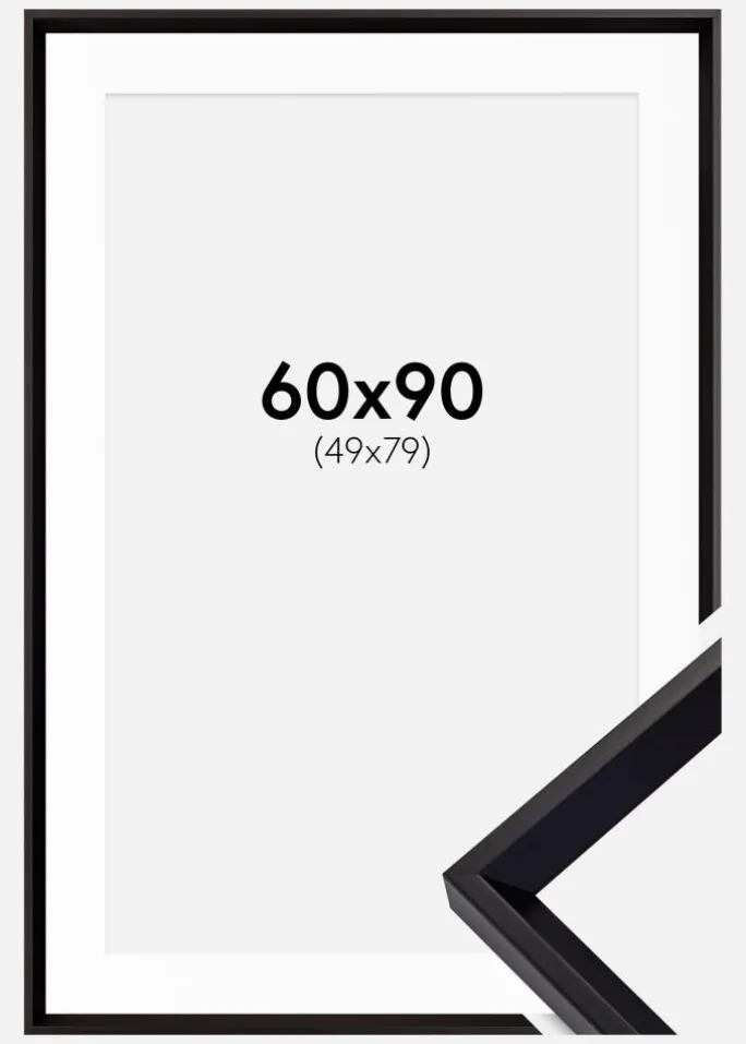 Ramme Globe Sort 60x90 cm - Passepartout Hvid 50x80 cm