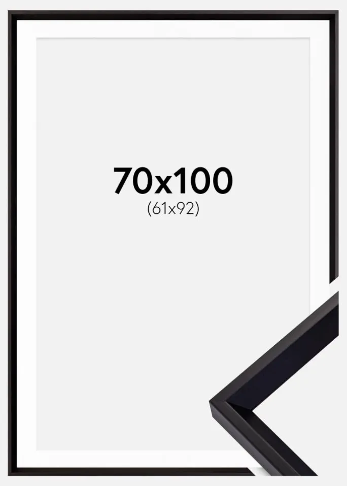 Ramme Globe Sort 70x100 cm - Passepartout Hvid 62x93 cm