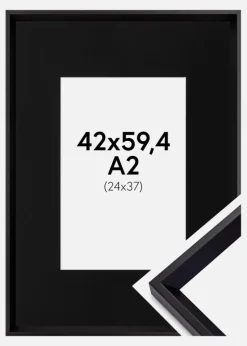 Ramme Globe Sort 42x59,4 cm (A2) - Passepartout Sort 25x38 cm