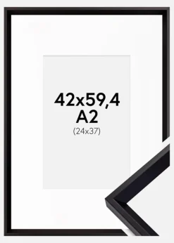 Ramme Globe Sort 42x59,4 cm (A2) - Passepartout Hvid 25x38 cm
