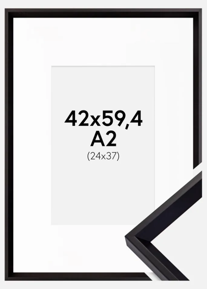 Ramme Globe Sort 42x59,4 cm (A2) - Passepartout Hvid 25x38 cm