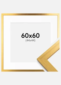 Ramme Gold Wood 60x60 cm - Passepartout Hvid 45x45 cm