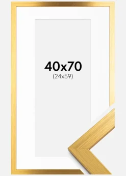 Ramme Gold Wood 40x70 cm - Passepartout Hvid 25x60 cm