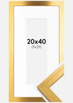 Ramme Gold Wood 20x40 cm - Passepartout Hvid 10x30 cm