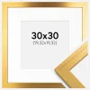 Ramme Gold Wood 30x30 cm - Passepartout Hvid 8x8 inches