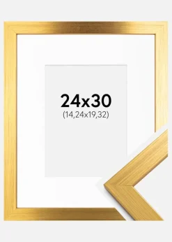 Ramme Gold Wood 24x30 cm - Passepartout Hvid 6x8 inches