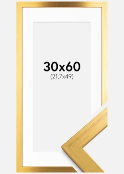 Ramme Gold Wood 30x60 cm - Passepartout Hvid 22,7x50 cm