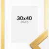 Ramme Gold Wood 30x40 cm - Passepartout Hvid 20x28 cm