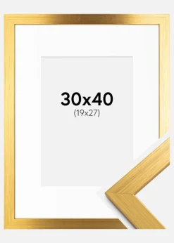 Ramme Gold Wood 30x40 cm - Passepartout Hvid 20x28 cm