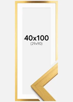 Ramme Gold Wood 40x100 cm - Passepartout Hvid 30x91 cm