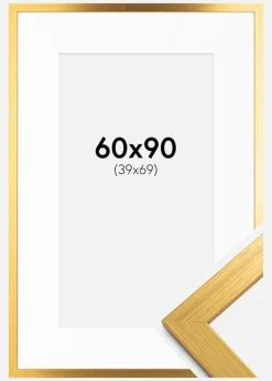 Ramme Gold Wood 60x90 cm - Passepartout Hvid 40x70 cm