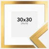 Ramme Gold Wood 30x30 cm - Passepartout Hvid 20x20 cm