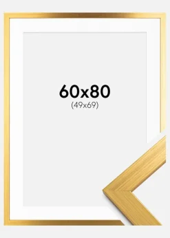 Ramme Gold Wood 60x80 cm - Passepartout Hvid 50x70 cm