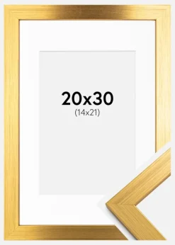Ramme Gold Wood 20x30 cm - Passepartout Hvid 15x22 cm