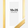 Ramme Gold Wood 18x35 cm - Passepartout Hvid 4x10 inches