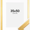 Ramme Gold Wood 35x50 cm - Passepartout Hvid 25x35 cm