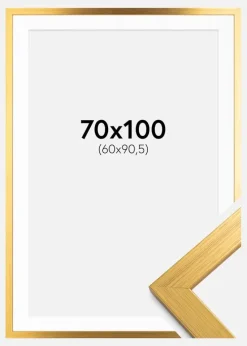 Ramme Gold Wood 70x100 cm - Passepartout Hvid 61x91,5 cm