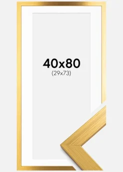 Ramme Gold Wood 40x80 cm - Passepartout Hvid 30x74 cm