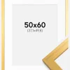 Ramme Gold Wood 50x60 cm - Passepartout Hvid 15x20 inches