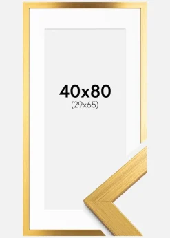 Ramme Gold Wood 40x80 cm - Passepartout Hvid 30x66 cm