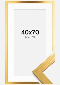 Ramme Gold Wood 40x70 cm - Passepartout Hvid 30x60 cm
