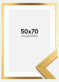 Ramme Gold Wood 50x70 cm - Passepartout Hvid 16x24 inches