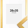 Ramme Gold Wood 28x35 cm - Passepartout Hvid 20x25 cm