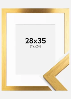 Ramme Gold Wood 28x35 cm - Passepartout Hvid 20x25 cm