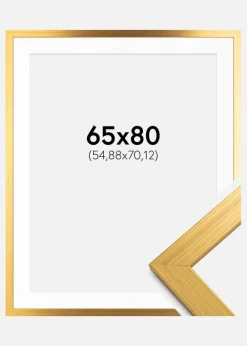 Ramme Gold Wood 65x80 cm - Passepartout Hvid 22x28 inches