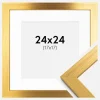 Ramme Gold Wood 24x24 cm - Passepartout Hvid 18x18 cm