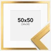 Ramme Gold Wood 50x50 cm - Passepartout Hvid 35x35 cm